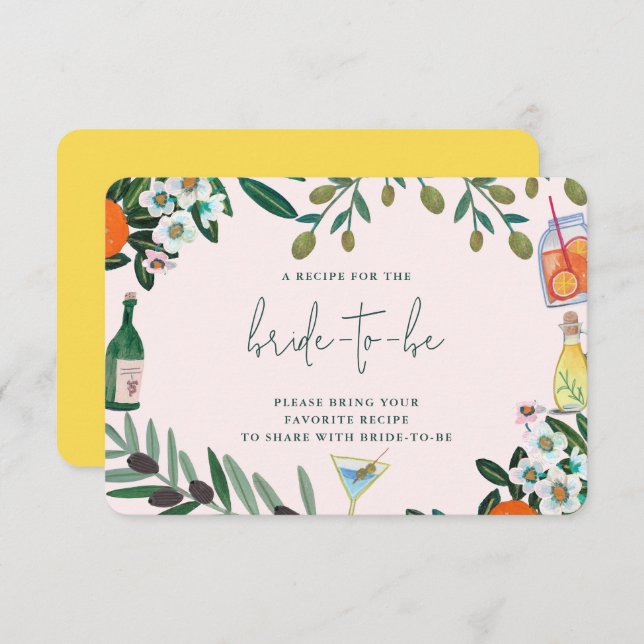 Italienisches Mittelmeer Brautparty gemeinsam Reze Begleitkarte (Vorne/Hinten)