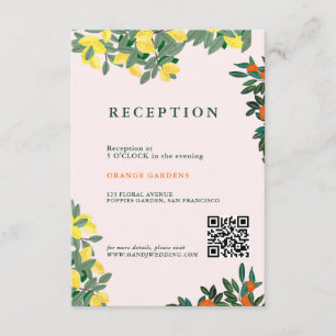 Italienisches Mittelmeer Lemon Pink Wedding Begleitkarte