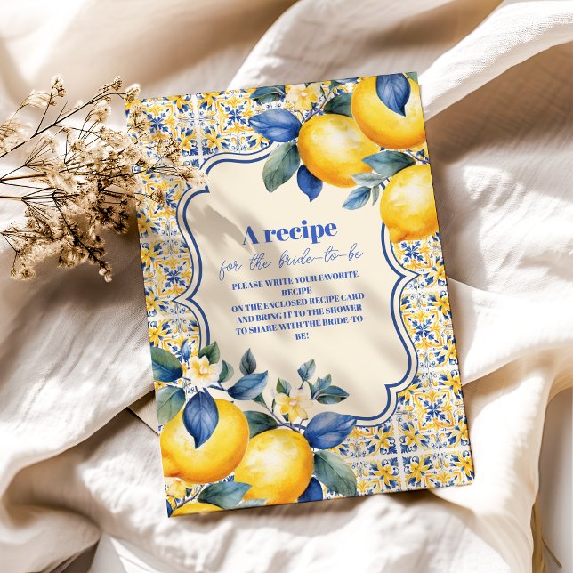 Italienisches Mittelmeer Tile & Lemon Brautparty Begleitkarte (Von Creator hochgeladen)