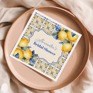 Italienisches Mittelmeer Tile & Lemon Brautparty Serviette