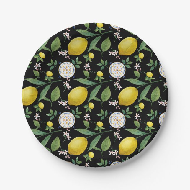 Italienisches Muster für Wasserfarben Pappteller (Vorderseite)