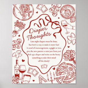 Italienisches Pasta-Baby-Shower-Windelmotiv-Spiel Poster