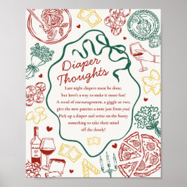Italienisches Pasta-Baby-Shower-Windelmotiv-Spiel Poster