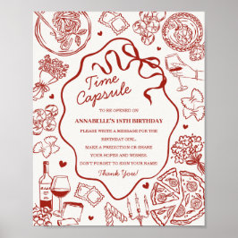 Italienisches Pasta-Baby-Shower-Zeitkapsel-Spiel Poster
