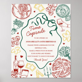 Italienisches Pasta-Baby-Shower-Zeitkapsel-Spiel Poster
