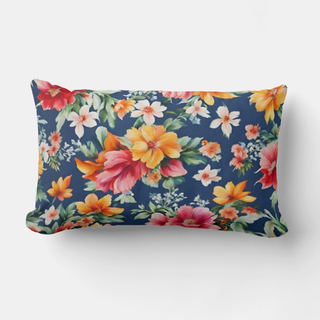 Italienisches Phantastisches Sommerlicht-Blumenmus Lendenkissen (Vorderseite)