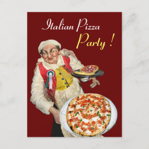 ITALIENISCHES PIZZA-PARTY Rotes Rezept Postkarte