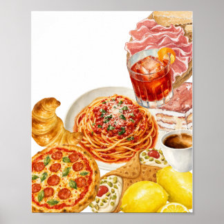 Italienisches Pizza-Pasta-Plakat Küche Poster