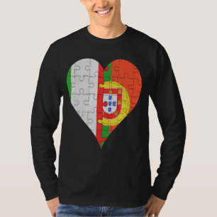 Italienisches portugiesisches Flaggenherz T-Shirt