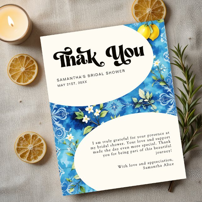 Italienisches Positano Amalfi Lemon Citrus Brautpa Dankeskarte (Von Creator hochgeladen)