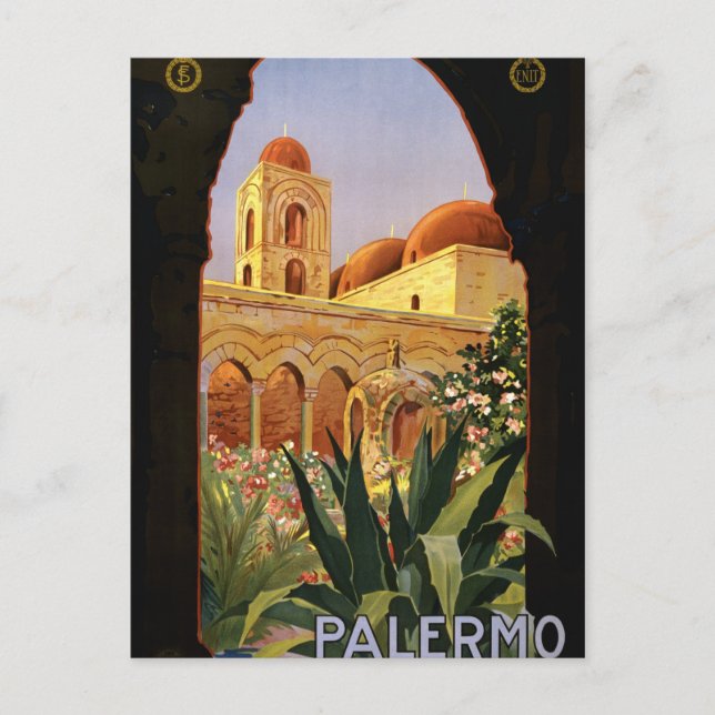 Italienisches Reise-Plakat Palermos Sizilien ENIT Postkarte (Vorderseite)