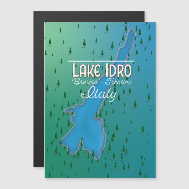 Italienisches Reiseplakat für den See Idro Magnetkarte (Vorne/Hinten)