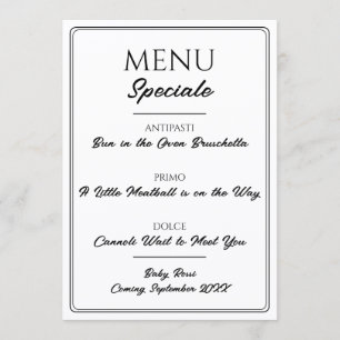 Italienisches Restaurant-Menü Schwangerschaftsankü Menükarte