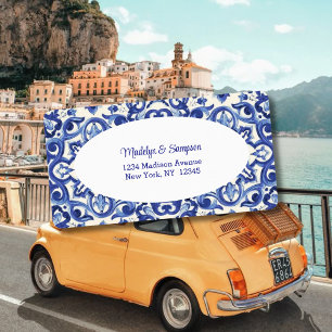 Italienisches Rücksendesiegel "White & Blue Kerami Adressaufkleber