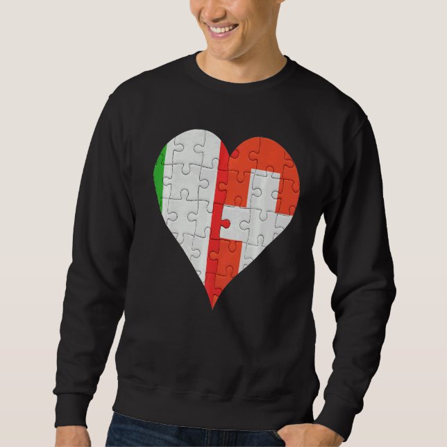 Italienisches Schweizer Flaggenherz Sweatshirt (Vorderseite)