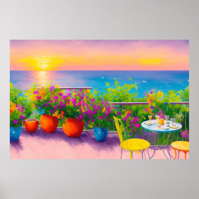 Italienisches Seaside Garden Patio Poster (Vorne)