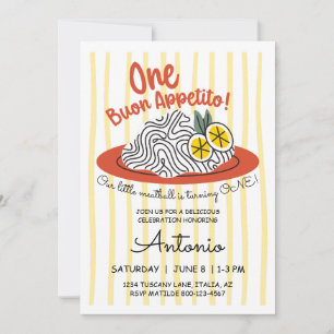 Italienisches Thema Nudeln Essen Ciao One 1. Gebur Einladung