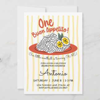 Italienisches Thema Nudeln Essen Ciao One 1. Gebur Einladung