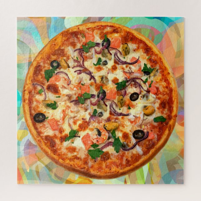 Italienisches Thema Pizza Pie Jigsaw Puzzle für Er (Vertikal)