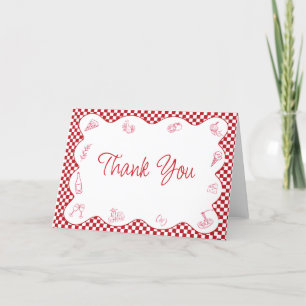 Italienisches Themed Red Checkered Brautparty Dankeskarte