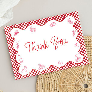 Italienisches Themed Red Checkered Brautparty Dankeskarte