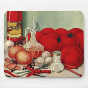 Italienisches Vintage-Essen Tomate Zwiebeln Paprik Mousepad