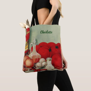 Italienisches Vintage-Essen Tomaten Zwiebeln Papri