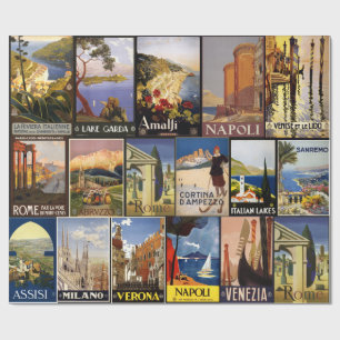 Italienisches Vintage-Reiseposter-Collage-Geschenk Geschenkpapier