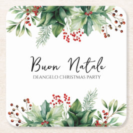 Italienisches Weihnachts-Buon-Natale-Party Rechteckiger Pappuntersetzer