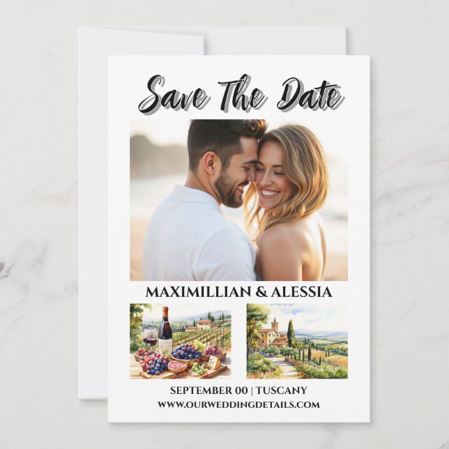 Italienisches Weinberg Foto Save the Date Toskana  (Vorderseite)