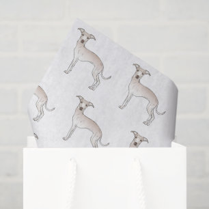 Italienisches Windhund-Creme-Muster mit süßer Cart Seidenpapier