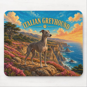 Italienisches Windspiel, Big Sur Vintage-Aquarell Mousepad