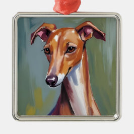 Italienisches Windspiel | Hund Wasserfarbenmalerei Ornament Aus Metall