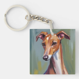 Italienisches Windspiel | Hunde-Aquarellmalerei Schlüsselanhänger