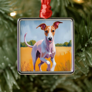 Italienisches Windspiel   Hunde-Wasserfarbenmalere Ornament Aus Metall