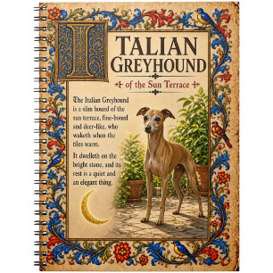 Italienisches Windspiel, mittelalterliche Bestiari Notizblock