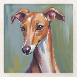 Italienisches Windspiel | Wasserfarbenmalerei Hund Glasuntersetzer