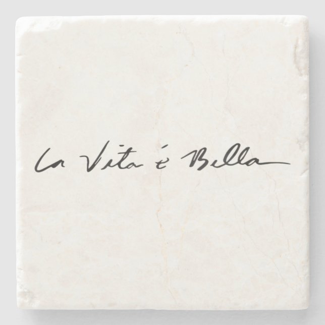 Italienisches Zitat von Bella Stone Untersetzer (Vorderseite)