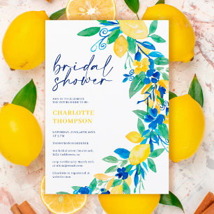 Italienisches Zitronenblumenschrift-Brautparty Einladung
