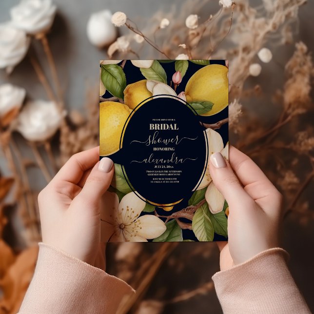 Italienisches Zitronenblumenschrift-Brautparty Einladung (Von Creator hochgeladen)