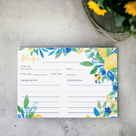Italienisches Zitronenblumenschrift-Bridal-Rezept Begleitkarte