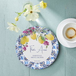 Italienisches Zitronenbougainvillea Zitrusfrüchte Pappteller