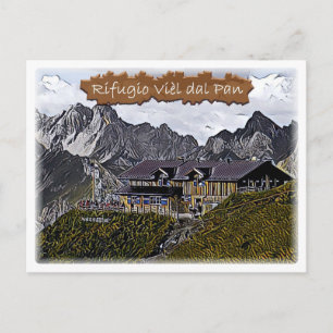 italy - Alphütte Viel dal Pan - Dolomiti - Postkarte