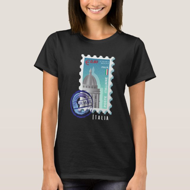 Italy Basilica Vatican Stamp Italophile Souvenir T-Shirt (Vorderseite)