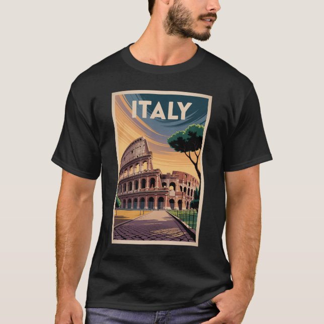 Italy Colosseum Illustration Travel Art Vintage T-Shirt (Vorderseite)