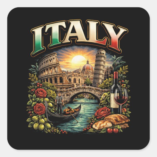 Italy Eternal Quadratischer Aufkleber (Vorderseite)