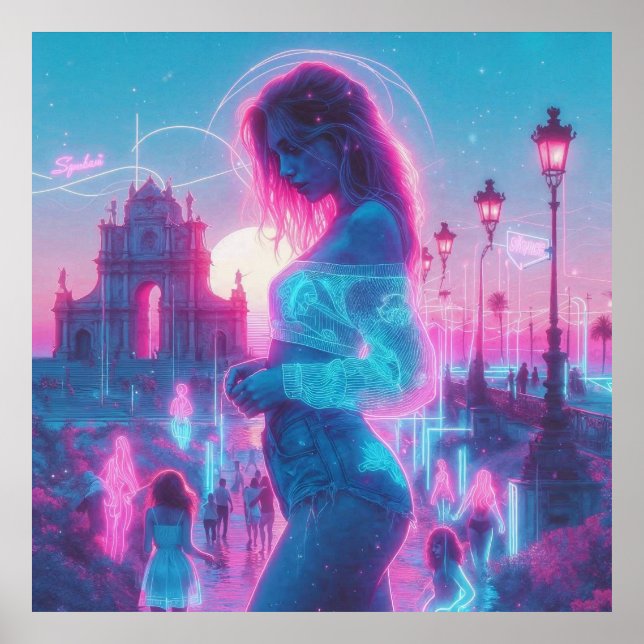 Italy Ethereal Dreamy Vaporwave Retrowave 35"x35" Poster (Vorne)