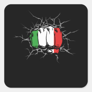 Italy Flag Fist Quadratischer Aufkleber