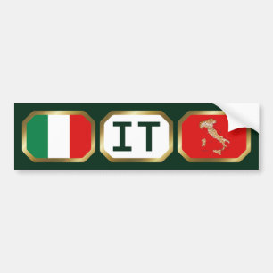 Italy Flag Map Code Bumper Sticker Autoaufkleber