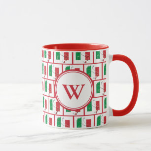 ITALY FLAG   Rotes Monogramm Tasse